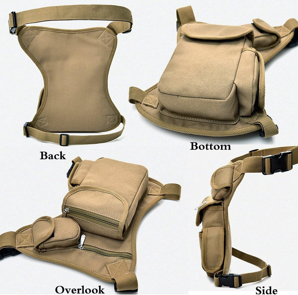 Small Multi-Purpose Drop Waist Leg Bag Canvas Utility Tactical Hip Molle Pack Sport Camping Hiking Motorcycle Racing Thigh Pouch Coffee