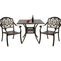 Haverchair 3 Piece Bistro Set Outdoor Cast Aluminum Patio Dining Set Table and Chairs Outside Bistro Furniture 2 Chairs and 1 Square Table for Lawn Garden