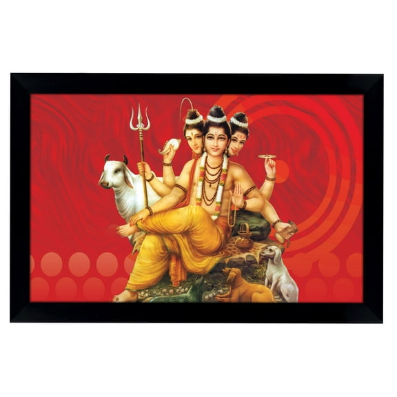 IBA Indianbeautifulart Wall God Photo Frame Sri Guru Dattatreya Home Decor Religious Poster With Frame God Photo Frame For Gift Purpose