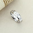 thumbnail image 3 of 6MM Comfort Fit Titanium Wedding Band Brushed Notches CZ Titanium Ring (Size 7 to 12), 3 of 4