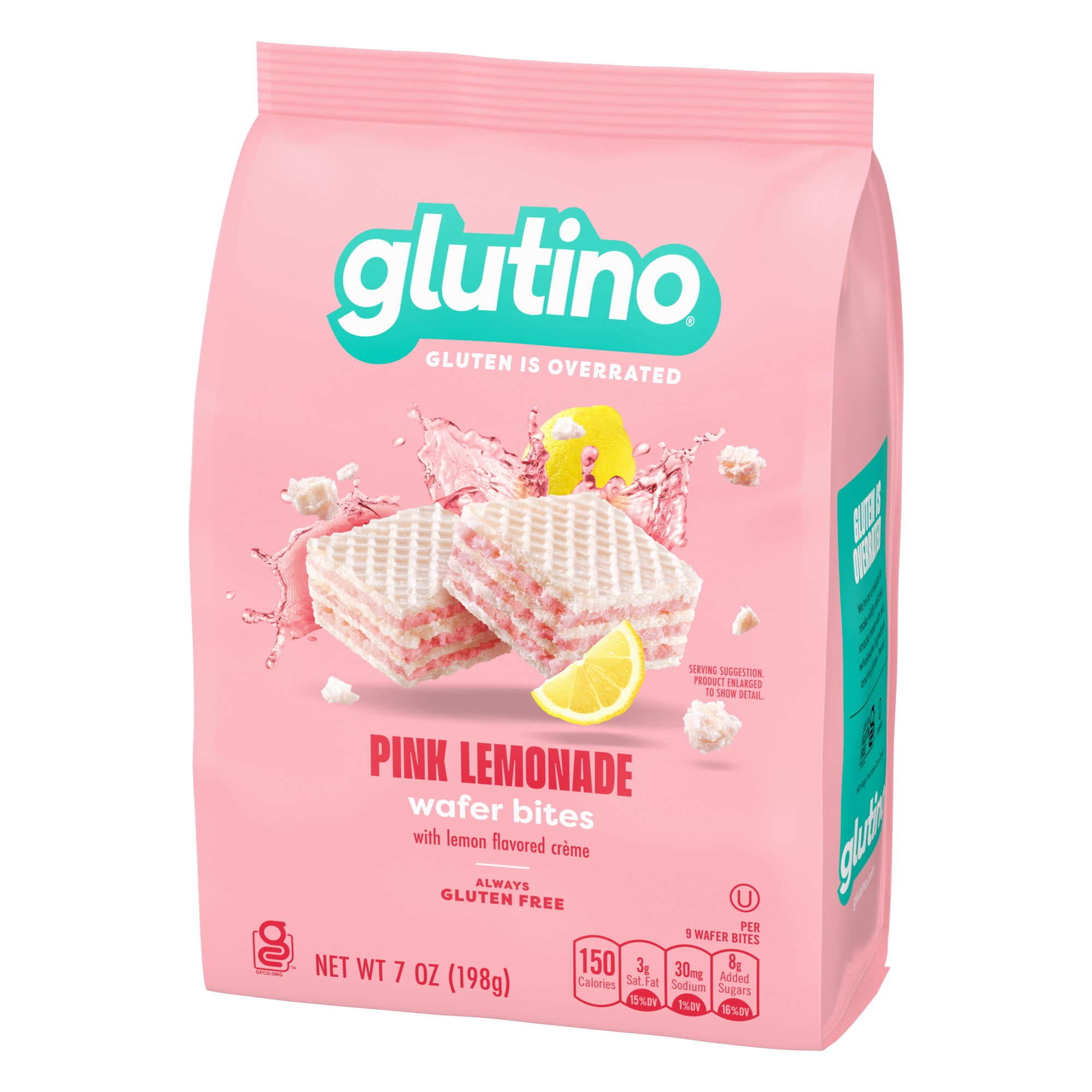 (6 pack) Glutino Pink Lemonade Wafer Bites, Gluten Free Wafer Cookies, 7 oz.