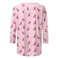 thumbnail image 3 of VKOYWKM Breast Cancer Shirts for Women 3/4 Sleeve Tops Pink Pink Ribbon Graphic Tee Casual Crew Neck Breast Cancer Survivor Top, 3 of 4