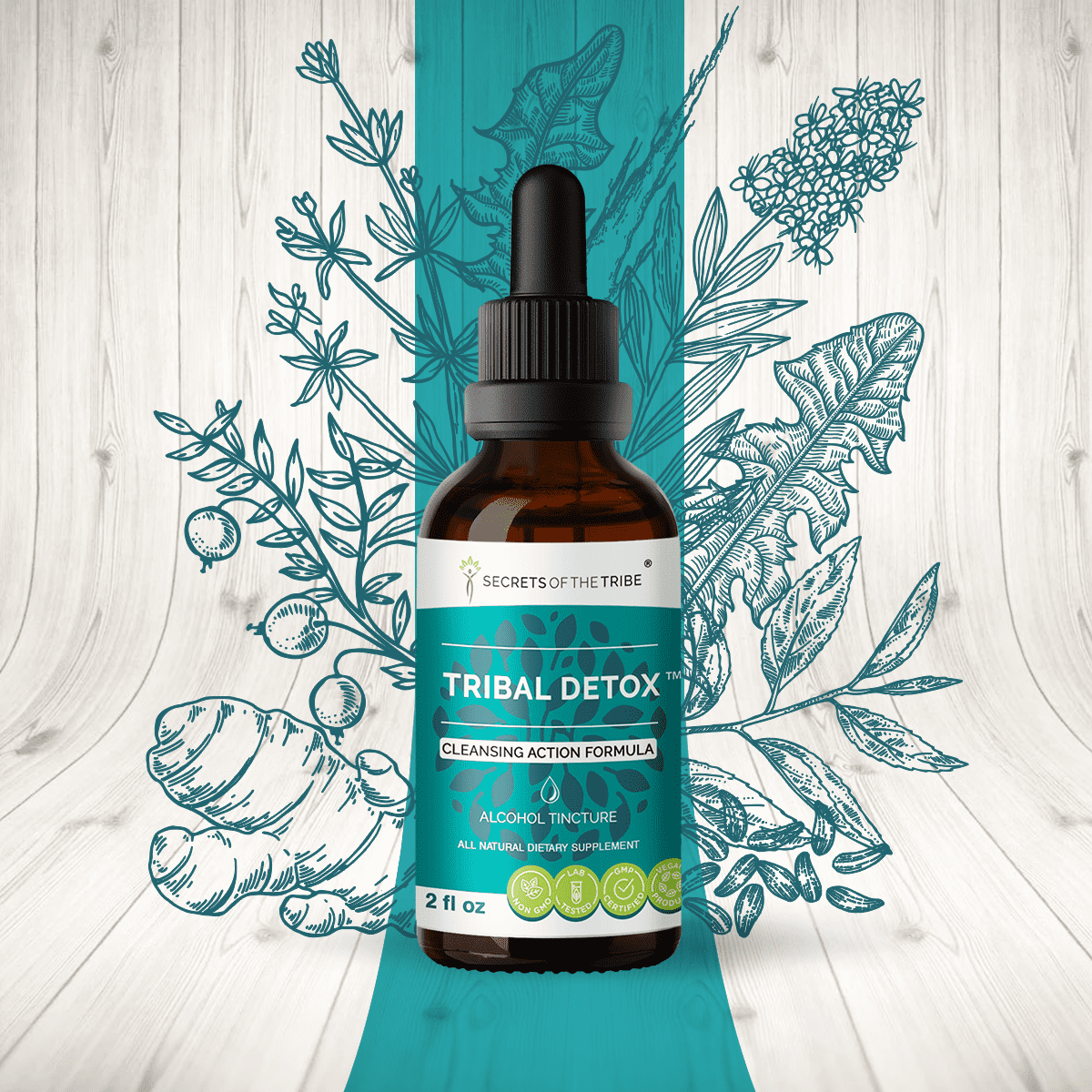 Tribal Detox Alcohol Extract, Tincture, Turmeric, Dandelion, Milk