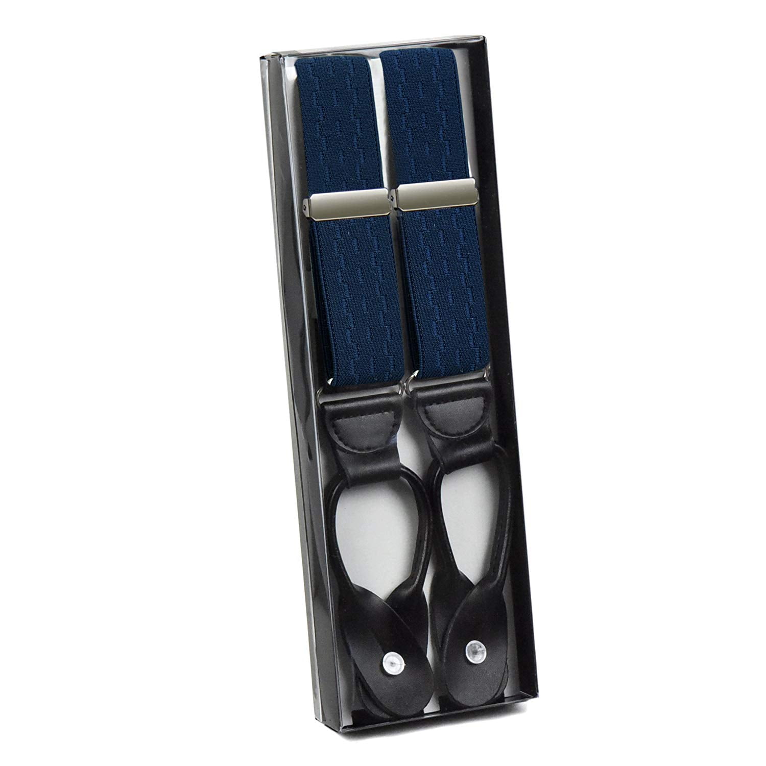Hold'em 1 ¼ Fancy Stripes Solid Suspenders for Men Y-Back - Navy Wave