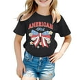 thumbnail image 4 of MIXUE Toddler Girls Tops & T-Shirts Summer Fourth Of July Independence Day Bowknot Letter Print Round Neck Short Sleeve Casual Party Tshirts Holiday Wear,Black,3-4 Years, 4 of 4