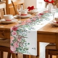 thumbnail image 5 of Watercolor Roses Table Runner - 60 Inch Long Spring Flowers Leaves Butterflies Botanical Cotton and Linen Blended Dress Scarves Farmhouse Table Runner for Kitchen Dining, Coffee Table, 13" x 60", 5 of 8