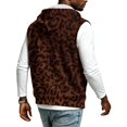 thumbnail image 6 of FENGYOU Mens Sleeveless Zip Up Hoodie Vest Casual Athletic Hooded Jacket with Leopard Print Lightweight Fleece Outerwear Brown 3XL, 6 of 7