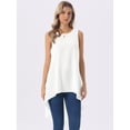 thumbnail image 4 of DARING DIVA Women's High Low Sleeveless Crewneck Asymmetrical Blouse M White, 4 of 8