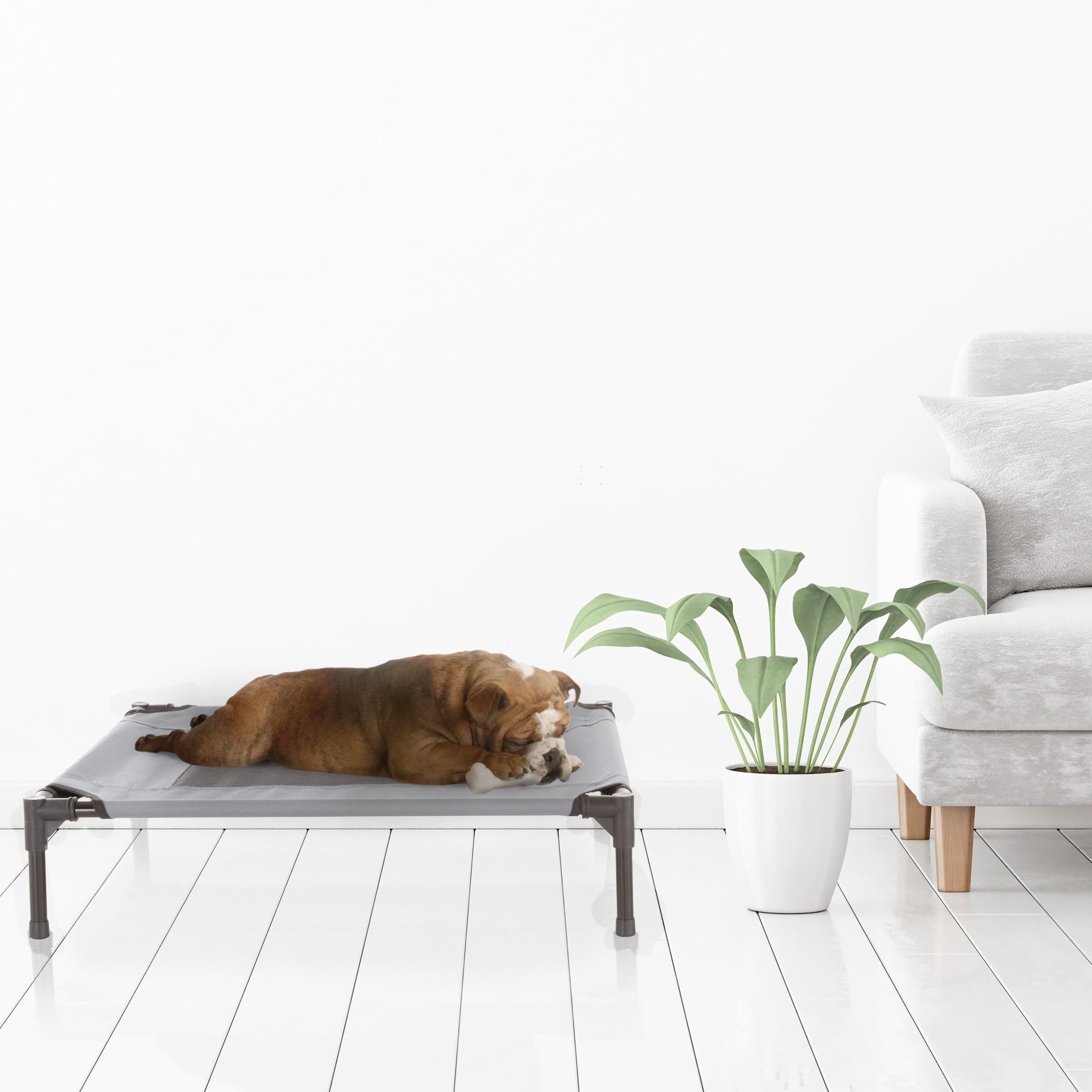 PETMAKER 30x24 Indoor/Outdoor Elevated Dog Bed for Pets up to 50lbs, Gray