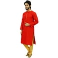 thumbnail image 5 of Atasi Classic Red Men's Dupion Kurta Pyjama Party Wear Designer Shirt-M, 5 of 7