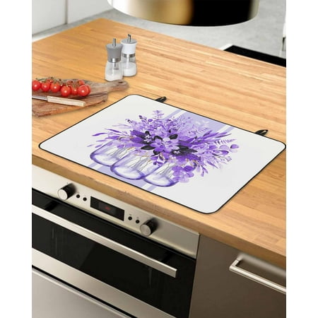 

Purple Eucalyptus Stove Top Covers for Electric Stove Heat Insulation Fireproof Glass Cooktop Cover Counter Top Glass Stove Cover 29 x21 Spring Summer Floral Leaves Botanical Flowers