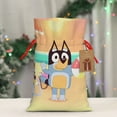 thumbnail image 5 of Masiiu Bluey Print Christmas Gift Bag, Burlap Drawstring Pouch with Kraft Paper Card for Holiday, Party, and Birthday Wrapping-Small, 5 of 9