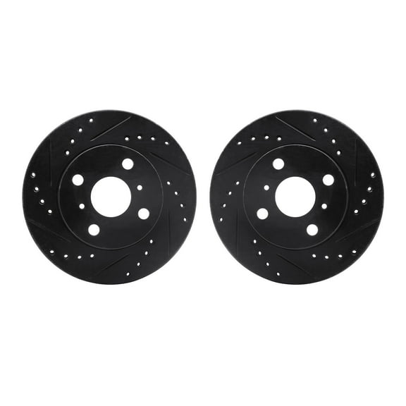 Dynamic Friction Company Front Brake Rotors-Drilled and Slotted-Black 8002-76001