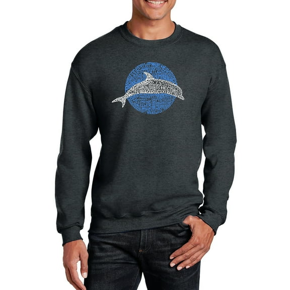 LA Pop Art Men's Word Art Crewneck Sweatshirt - Species of Dolphin