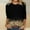 004 Black, variant on Women Causal T-shirt Sparkle Sequin Printed 3/4 Sleeve Crewneck Pullover Dressy Glitter Loose Tunic Tee
