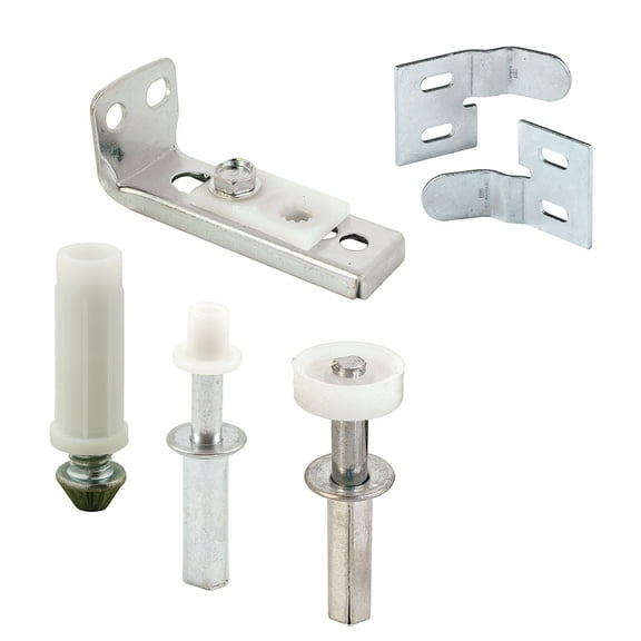 Bi-Fold Door Hardware Repair Kit, Includes a Bottom Bracket, Top and Bottom Pivots, a Guide Wheel and a pair of Door Surface Aligners (6-components)