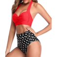 thumbnail image 5 of Womens High Waisted Bikini Padded Halter Bras Top High Cut Two-Pieces Swimsuits Bathing Suit Sexy Printed Bikini Set green print XXL!ZZ6, 5 of 5