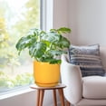 thumbnail image 4 of Ordivic 8 inch Yellow Decorative Ceramic Planter with Drainage Hole & Saucer, Medium Indoor Snake Plant Pot for African Violet, Ficus,Balcony,Hallway,Floor Decor, 4 of 8