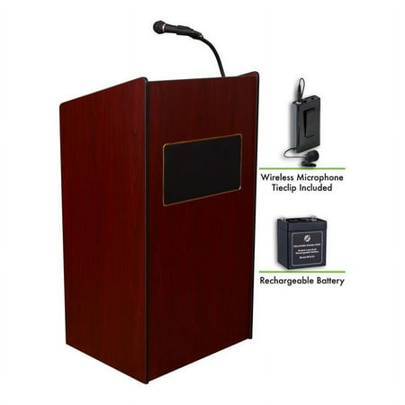 UPC: 0604747960285 | Oklahoma Sound Aristocrat Wood Lectern and Battery with Tie Clip in Mahogany