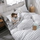 thumbnail image 3 of Juego de cama de cuatro piezas de algodón cepillado Aloe simple para hombre, juego de sábana y edredón de tres piezas a cuadros a rayas, 3 of 6