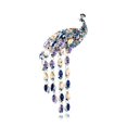thumbnail image 3 of Broche de borla de pavo real de cola larga grande con incrustaciones de diamantes estilo retro, joyería para suéter, ramillete, accesorios para mujer, 3 of 6
