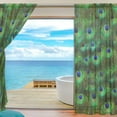 thumbnail image 3 of Splicing Pattern Peacock Feather Pattern Semi Sheer Curtains Window Voile Drapes Panels Treatment-55X78in for Living Room Bedroom Kids Room, 3 of 3