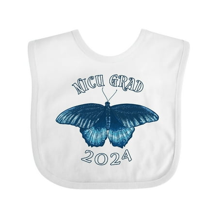

Inktastic NICU Grad 2024 with Blue Butterfly Gift Baby Boy or Baby Girl Bib