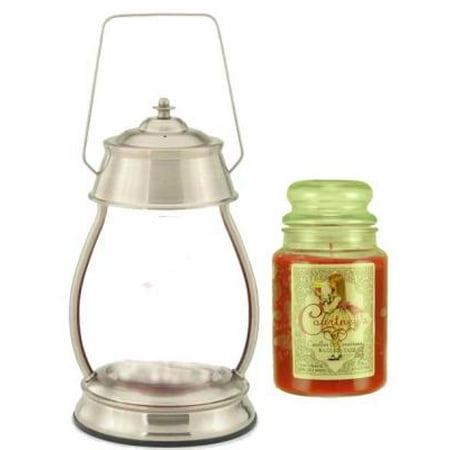 - Hurricane Brushed Nickel Candle Warmer Gift Set - Warmer and Candle - POMEGRANATE