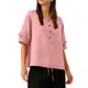 thumbnail image 4 of Camisetas de Manga Larga de Verano para las Mujeres Color Sólido Cuello Redondo Regular, Camisetas de Manga Corta de Verano para las Mujeres, 4 of 7