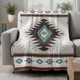 thumbnail image 2 of Turquoise Gray Boho Blanket Soft Cozy Warm Throw Blanket for Couch, Plush Fuzzy Flannel Fleece Blankets for Sofa, Southwestern Ethnic Geometric Bed Blankets Lightweight Gifts for Women, 50"x60", 2 of 9