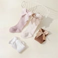 thumbnail image 4 of lnmuld Kids Socks 2 Pack Girls Mid Crew Socks with Adorable Bow Design Soft Everyday Casual Wear for Toddler Youth Breathable Non Comfort Fit School Ankle Socks Size:12-24 Months, 4 of 5
