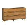 thumbnail image 5 of Walker Edison 58” Mid-Century Modern Curved Front 6-Drawer Dresser, Caramel, 5 of 15
