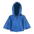 thumbnail image 2 of Rggeeun Adults Cape Solid Color Hooded Short Sleeve Cropped Open Front Smooth Lightweight for Halloween Streetwear Leisure Capes,Blue,One Size, 2 of 4
