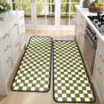 thumbnail image 4 of Kitchen Rugs Sets Of 2,Olive Green and White Checkerboard Pattern Anti Fatigue Kitchen Mat Rugs Non Slip Washable,Decorative Kitchen Floor Mats for Kitchen,Sink,Laundry,17"x47"+17"x47", 4 of 5