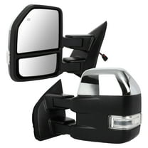 cciyu Towing Mirrors Replacement Fit 2015-2020 Ford F150 Pickup Power Adjusted,Heated,Turn Signal Light,Puddle Light,Auxiliary Lights,Temperature Sensor with Chrome Cap Housing A Pair