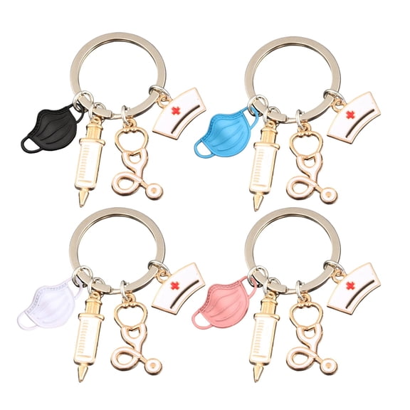 Nurse Keychain with Syringe and Stethoscope Charms - Nurses Day Gift for Medical Professionals, Healthcare Workers, EMTs, and First Responders, Appreciation Present for Nurses Week (1x Keychain)