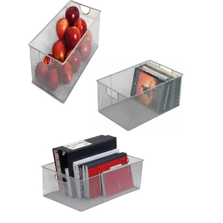 YBM Home 3 Piece Mesh Open Bin Storage Basket Organizers Set
