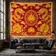 thumbnail image 6 of Ocean Waves Ornate with Entirely Crimson Circular Medallion, Mystical Fantasy for Space Lovers, Galaxy Room Decor, Mother'S Day Gift, Tapestry Wall Hanging for Bedroom and Dorm, 6 of 7