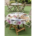 thumbnail image 3 of Happy Easter Outdoor Tablecloth - 60 Inch Round Dining Table Cover, Cute Rabbits Eggs Daisy Flowers Plants Watercolor Waterproof Outdoor Table Cloth with Umbrella Hole & Zipper for Picnic/Patio/Party, 3 of 7