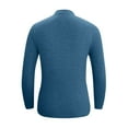 thumbnail image 5 of Plus Size Women's Ribbed Knit Polo Shirt Slim Fit Stretchy Long Sleeve V Neck Lapel Solid Color Sweater Lightweight Casual Office Tops Blue M, 5 of 5