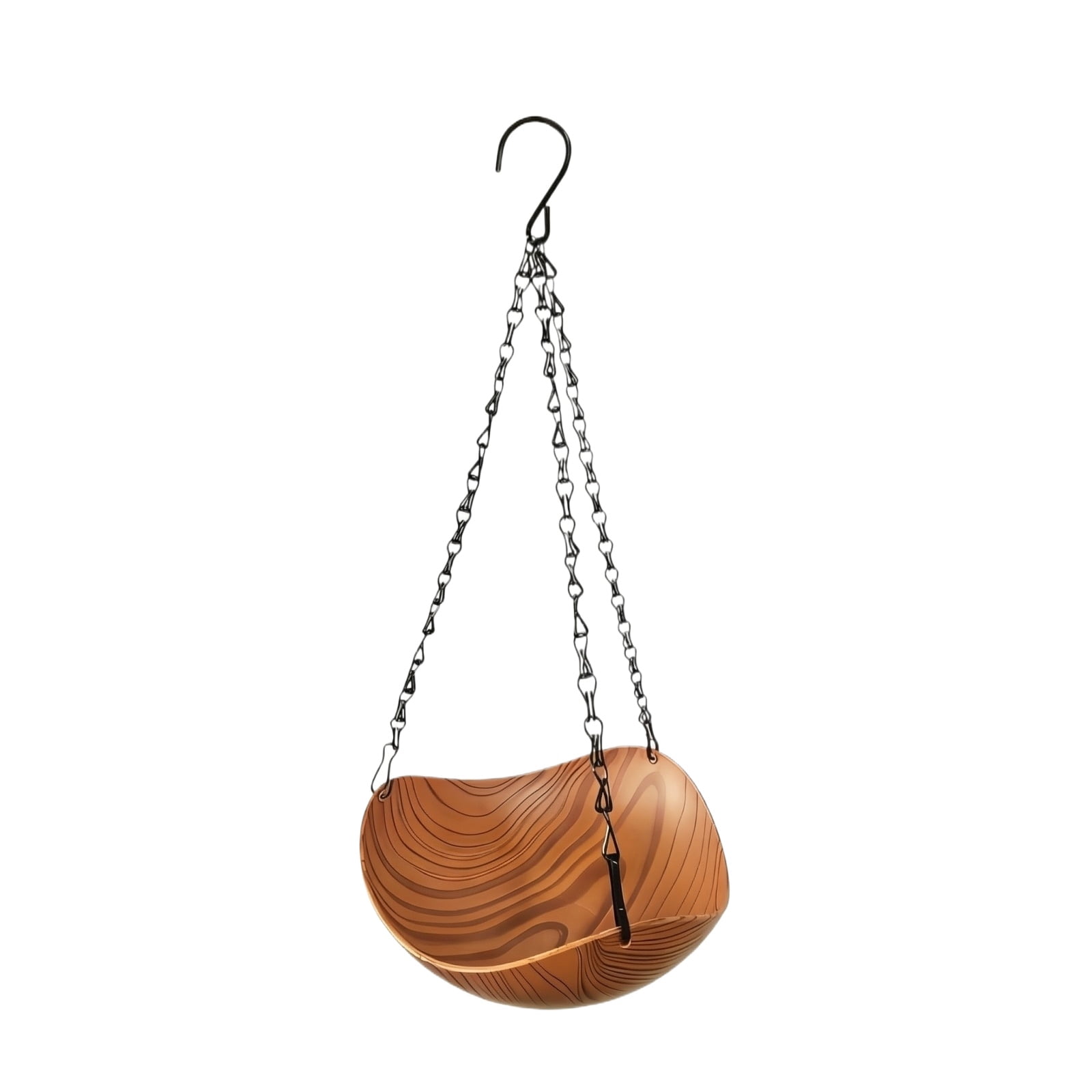 Portable Hanging Bird Bath for Outdoor Garden, Cute Wooden Style Bird Feeder with Metal Hook, Practical Water Basin for Birds to Drink and Bathe, Ideal for Backyard Patio Balcony, Light Brown