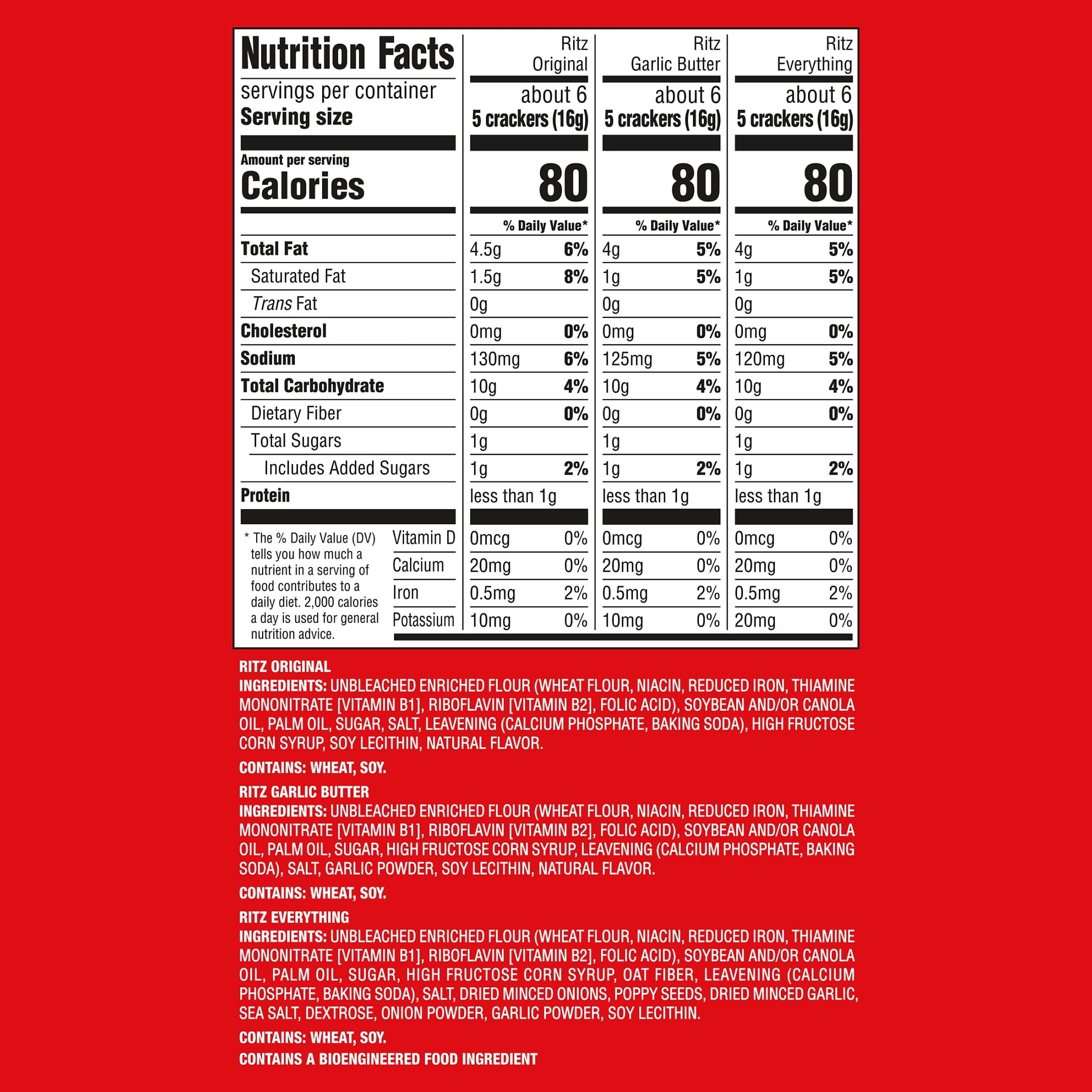 (3 pack) RITZ Crackers Variety Pack with Original, Everything, and Garlic Butter Crackers, 10.3 oz