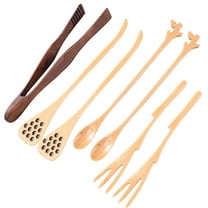 7 Pcs Wooden Honey Dipper Set, Honey Drizzler, Wooden Spoons, Fruit Forks, Stir Sticks, and Bread Clamp, Safe, and Functional for Kitchen and Dining