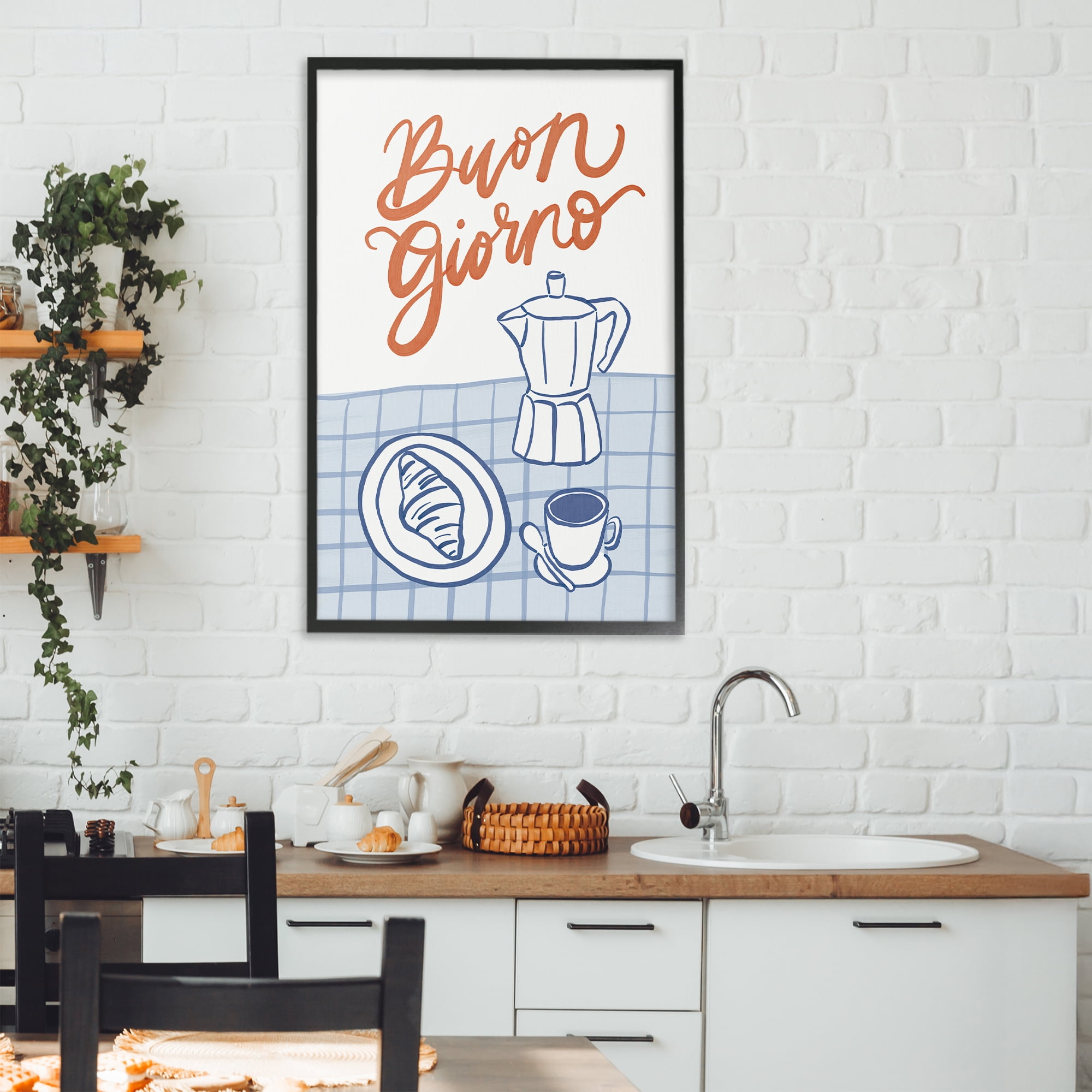Stupell Industries Buon Giorno Breakfast Espresso Black Framed Giclee Art, design by Amanda Houston