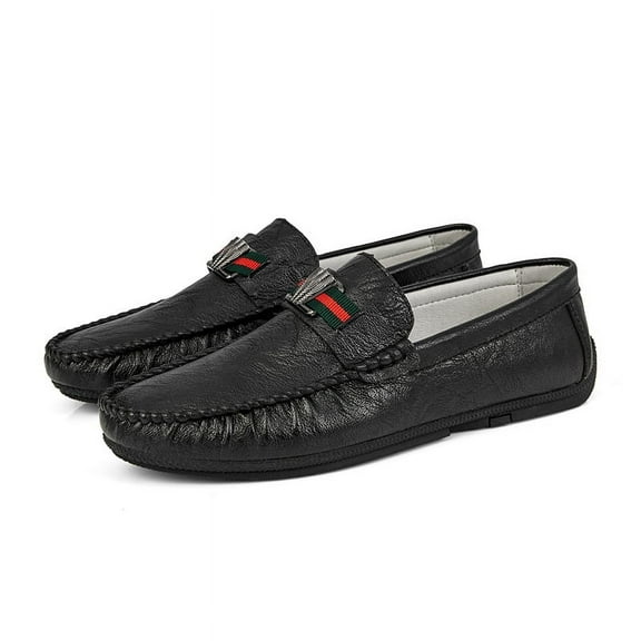 Men's Casual Loafers Slip On Leather Shoes Comfortable Lightweight Driving Shoes Male Moccasins Classic Penny Loafer Flats Boat Shoes Outdoor Walking Shoes