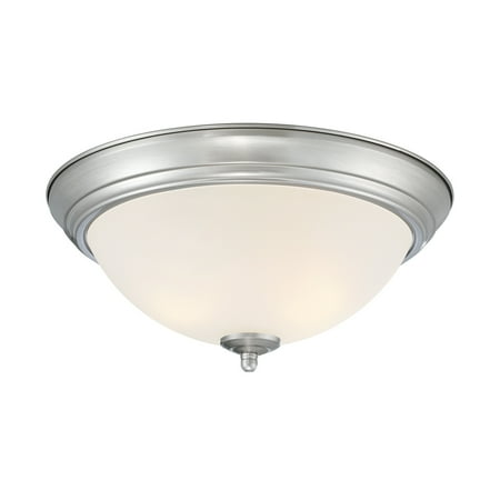 DESIGNERS FOUNTAIN Flush Mount Ceiling Light, 2-Pack, 13 Inch LED Frosted Glass Lighting Fixture for Kitchen, Bedroom, Bathroom, and Hallway, Brushed Nickel, D333M-13FM-BN2