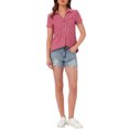 thumbnail image 2 of INSPIRE CHIC Women's Plaid Shirts Point Collar Button Down Blouses Dark Red White XS, 2 of 6