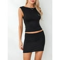 thumbnail image 3 of KelaJuan Women's 2 Piece Summer Outfits Sleeveless Cropped Tank Tops Mini Bodycon Skirt Set, 3 of 6