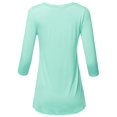 thumbnail image 3 of FashionOutfit Women's Casual Solid Soft Stretch Asymmetrical 3/4 Sleeve Button Tunic Top, 3 of 5