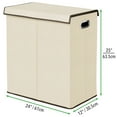 thumbnail image 3 of mDesign Divided Laundry Hamper Basket with Lid, Chrome Handles - Cream/Brown, 3 of 6